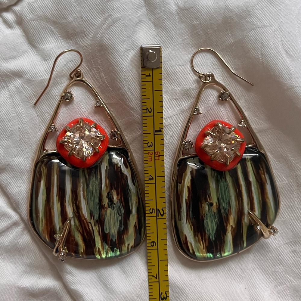 RARE Alexis Bittar Lucite Teardrop Gold Earrings - Picture 8 of 11